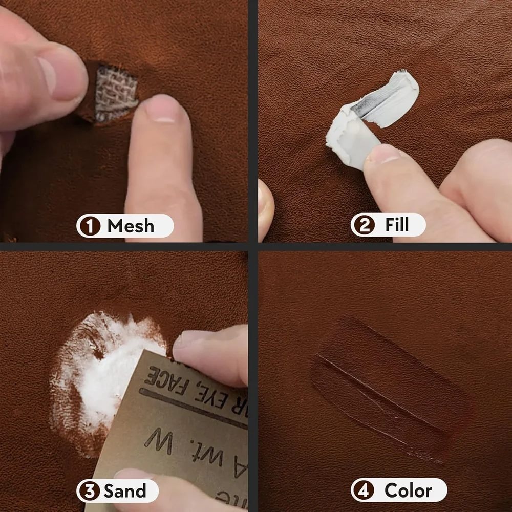 Leather Hero Black Furniture Repair Kit 6pc Complete Set- Cracks Peeling Scuffs - Picture 2 of 6